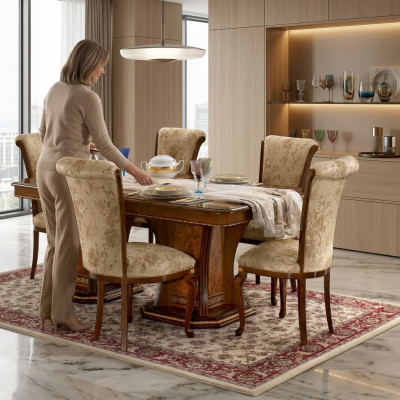 Stuhl Holz Braun Italienische Möbel Polster Wohnzimmer Lehn Stühle Luxus Sessel
