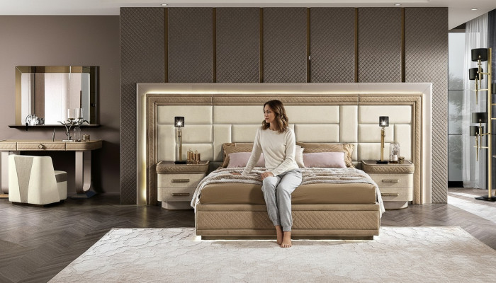 Design Möbel Modern Luxus Betten Neu Bett 2x Nachttisch 3 tlg. Schlafzimmer Set