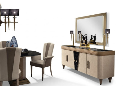 Möbel Kommoden Schrank Design Luxus Sideboard 2tlg. Kommode mit Spiegel Konsole