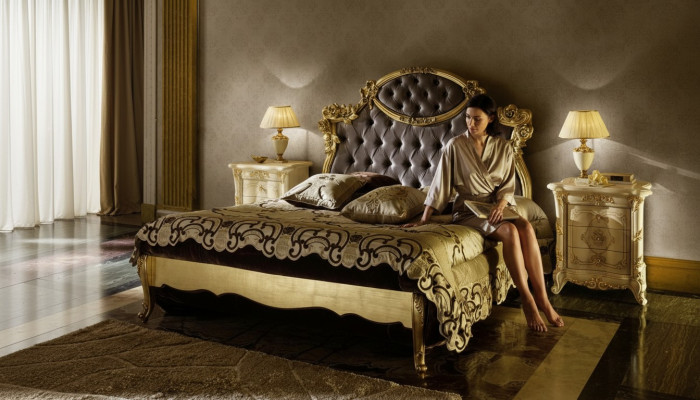 Chesterfield Klassisches Bett Luxus Möbel Barock Hotel Leder Schlafzimmer Betten