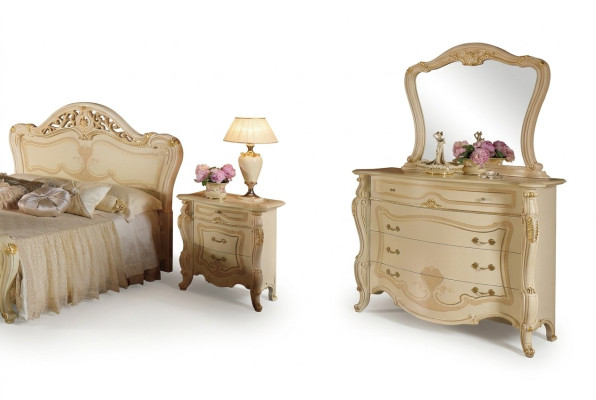 Design Möbel Schrank Gruppe Neu Luxus 2tlg Kommode Spiegel Holz Set Klassisch