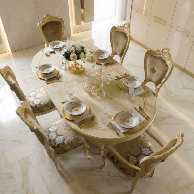 Design Esszimmer Set Garnitur Holz Möbel 2x Stühle mit Armlehnen 4x Stuhl 7tlg.