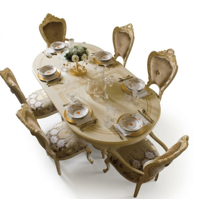 Design Esszimmer Set Garnitur Holz Möbel 2x Stühle mit Armlehnen 4x Stuhl 7tlg.