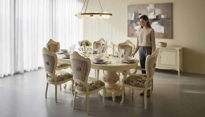 Esszimmer Wohnzimmer Esstische Tische Tisch Möbel Esstisch Naturholz Retro Style