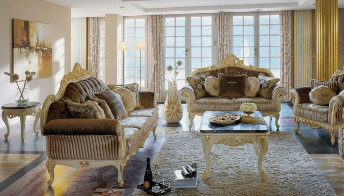 Sofa Couch Samt Polster Sitz 3+2 Sitzer Garnitur Design Holz Sofas Italienische