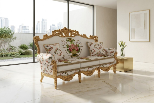 Klassisch Design Polster Luxus Sitz Sofa Couch Samt Textil 3 Sitzer Neu Möbel
