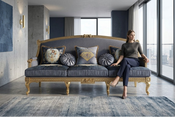 Design Couchen Polster Sofa Sofas 3 Sitz Dreisitzer Stoffsofa Wohnzimmer Italien
