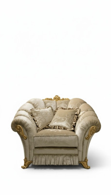 Sessel Stuhl Polster Fernseh leder Textil Stoff Beige Design Lounge Club Relax