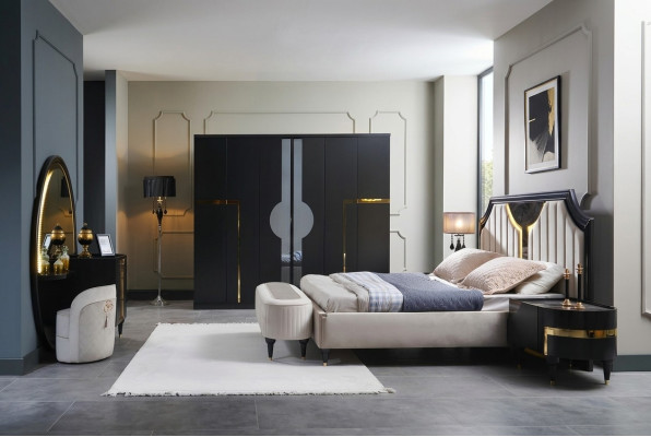 Bett 2x Nachttisch 3tlg. Set Design Luxus Komplettes Sets Schlafzimmer Komplett