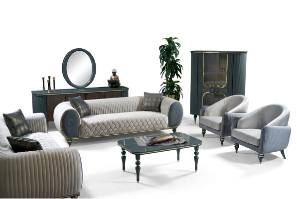Design Sofas Polster Couchen Stoff Relax Moderne Sofagarnitur 3+1+1 Sitzer Set