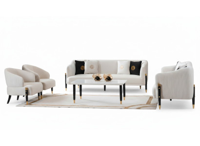 Garnitur Design Sofas Sofa Couch Samt Polster Sitz 3+3+1+1 Sitzer Sofagarnitur