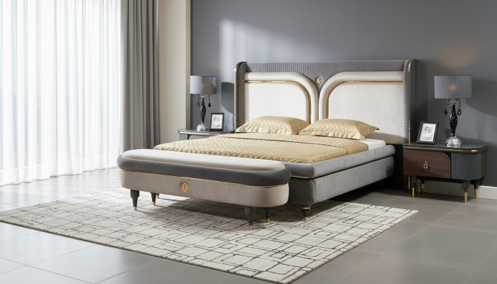 Bett 2x Nachttisch 3tlg. Set Betten Doppelbett Schlafzimmer Hotel Ehe Luxus Neu