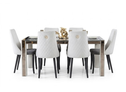 Polster Textil Stoff Essgruppe Garnitur Set Komplett Design Lehnstuhl 6x Stühle