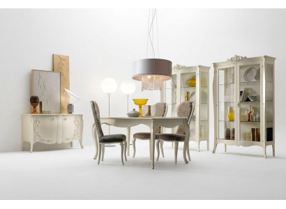 Garnitur Set Tisch 4x Stühle Stuhl Vitrine Set Kommode Essgruppe 8tlg. Esszimmer