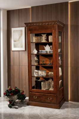 Möbel Massive Holz Vitrinen Glas Schrank Echtholz Anrichte Vitrine Wohnzimmer