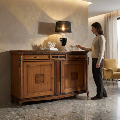 Kommode Wohnzimmer Kommode Schubladen Holz Sideboard Schrank Schränke Massiv