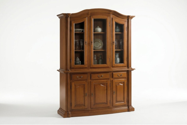Echtholz Vitrine Wohnzimmer Möbel Anrichte Massive Holz Vitrinen Glas Schrank