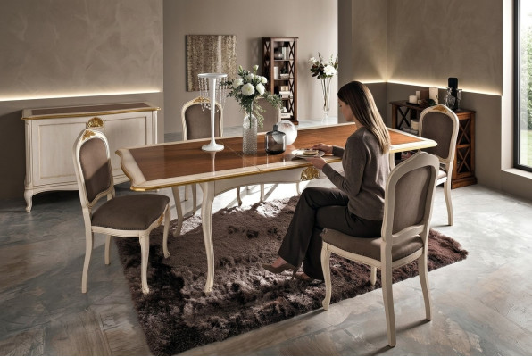 Set Tisch + 6 Stühle Komplette Klassisches Esszimmer Essgarnitur Möbel Barock