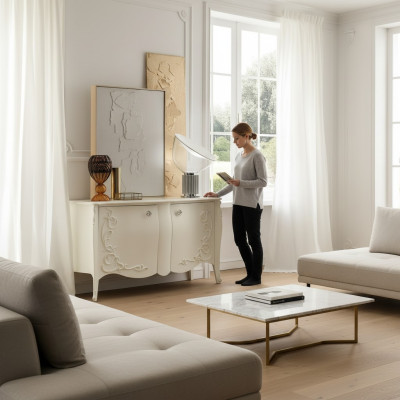 Kommoden Wohnzimmer Kommode Schubladen Holz Sideboard Schrank Schränke Massiv