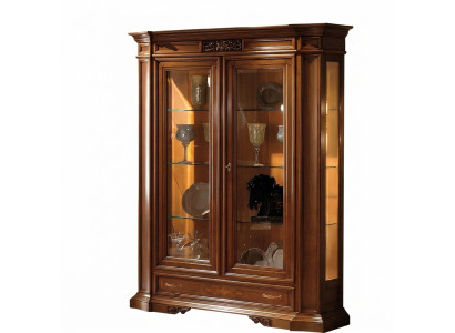 Vitrine Anrichte Vitrinen Luxus Glas Schrank Schranke Braun Holz Design Möbel