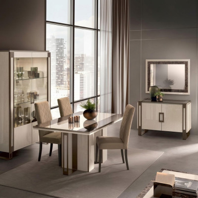 Esszimmer Set 3tlg. Esstisch Vitrine Kommode modernes Esszimmermöbel Set Italien