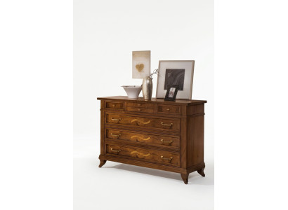 Holzkommode im klassischen Stil auf eleganten Beinen für Wohn- oder Schlafzimmer