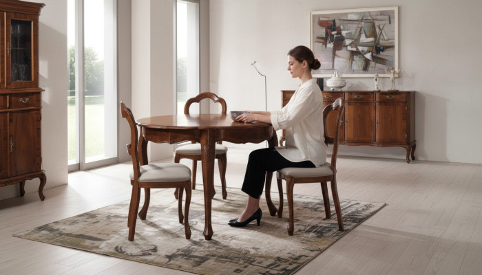 Esszimmer Set Stuhl Esstisch Garnitur rund Tische Stühle 4tlg Holztisch Echtholz