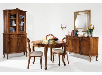 Esszimmer Set 7 tlg. Rund Esstisch 3x Stühle Anrichte Ess Gruppe Holz Tisch Neu