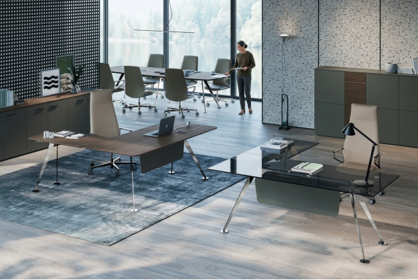 Eckschreibtisch Bürotisch Computertisch Büromöbel Designermöbel Glastisch Neu