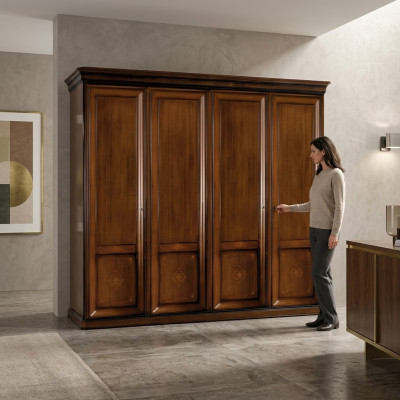 Luxus Schrank Kleiderschrank Italienische Möbel Schlafzimmer Echtholz Schränke