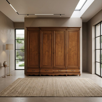 Massiv Holz Kleiderschrank Möbel Schrank Schlafzimmer Schränke Made in Italy Neu