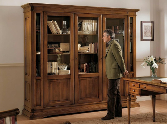 Schrank Regal Wohnzimmer Bücherregal Holz Büroschrank Schränke Vitrine Italien