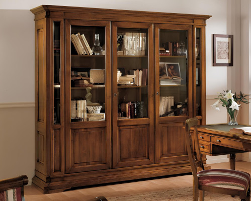 Schrank Regal Wohnzimmer Bücherregal Holz Büroschrank Schränke Vitrine Italien