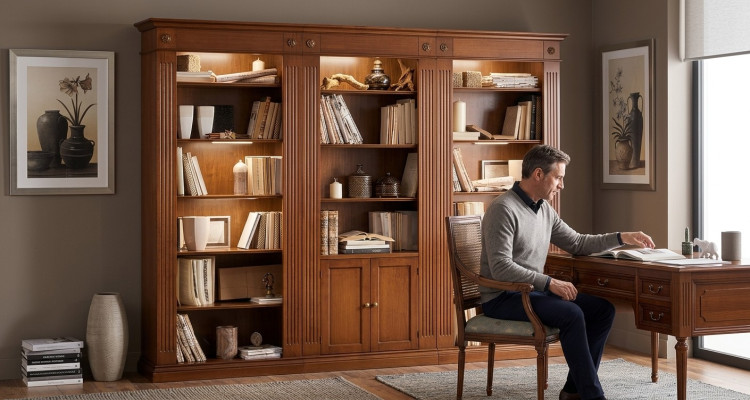 Regal Wohnzimmer Schrank Bücherregal Holz Büroschrank Schränke Vitrine Italien
