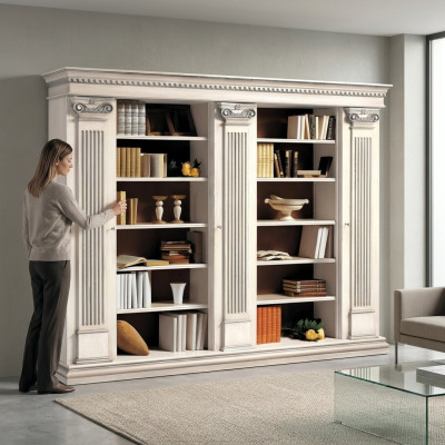 Wohnzimmer Schrank Bücherregal Holz Büroschrank Regal Schränke Vitrine Italien