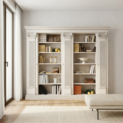 Wohnzimmer Schrank Bücherregal Holz Büroschrank Regal Schränke Vitrine Italien