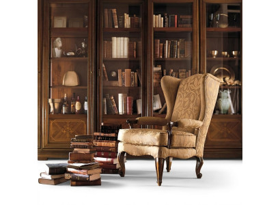 Sessel Bibliothek Lese Stuhl Ohrensessel Sofa Polster Italienische Möbel Luxus