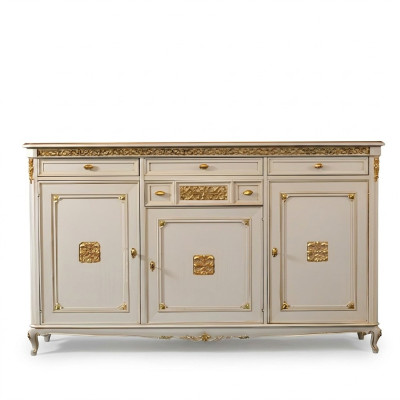 Sideboard weiß Anrichte Kommode Schubladen Holz mit Gold Anrichte Sideboard Neu
