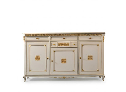 Sideboard weiß Anrichte Kommode Schubladen Holz mit Gold Anrichte Sideboard Neu