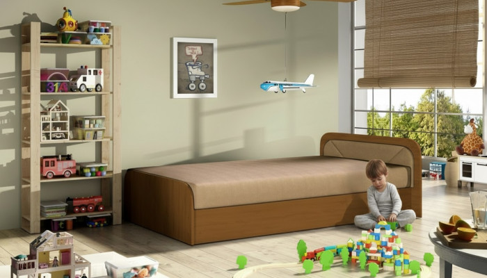 Kinder Zimmer Polsterbett Bett Betten Holz Schlaf Sofa Matratze 80x190cm Neu