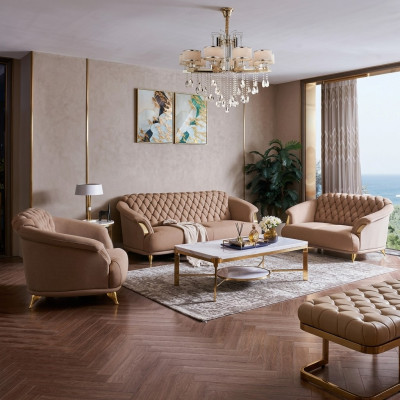 Chesterfield Design Sofa Couch Polster Sitz Garnitur 3+2+1 Leder Luxus