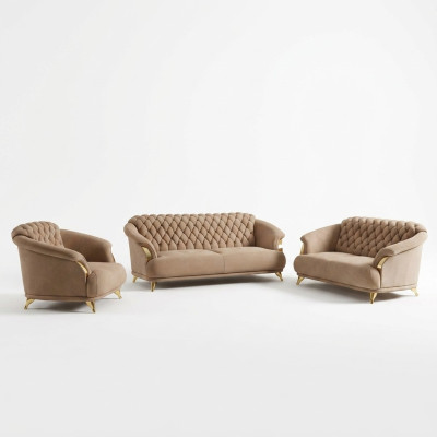 Chesterfield Design Sofa Couch Polster Sitz Garnitur 3+2+1 Leder Luxus