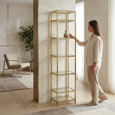 Regal Glas Metall Standregal modernen Design Trenn Wand Glas Regale