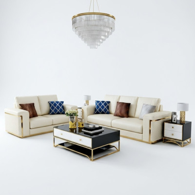 Design Sofa Italienische Couch Polster Sitz Garnitur 3+2+1 Leder Luxus