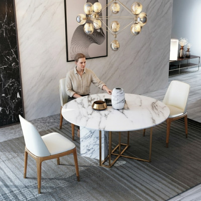 Design Esstisch Holz mit Edelstahl Elementen Deko Tische Esszimmer Möbel