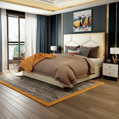 Bett Deko Polster Design Luxus Doppel Hotel Betten Schlaf Zimmer Leder
