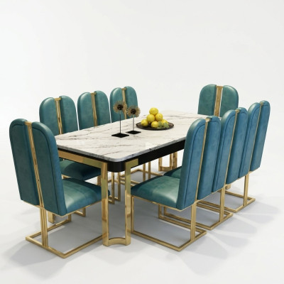 Luxus Esstisch Tisch Metall Tische Designer Möbel Konferenz Marmor