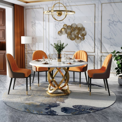 Hochwertige Wohnzimmer Rund Tische - Runde Designer Edelstahl Tisch