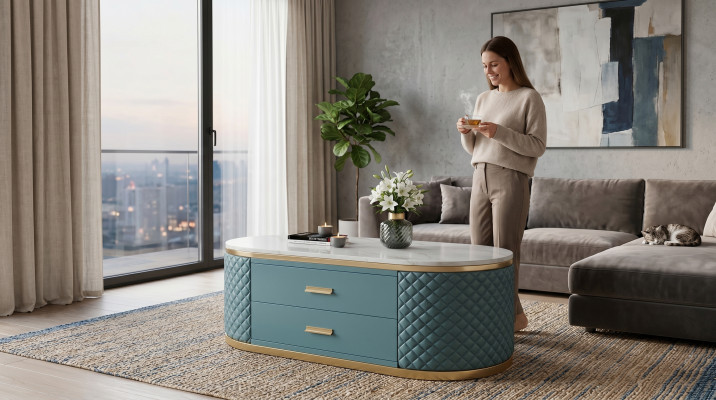 Hochwertige Wohnzimmer CouchTische - Oval Designer Edelstahl Tisch Luxus