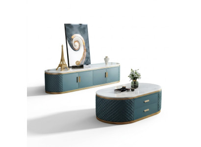 Anrichte Low Board Side Schrank Wohn Zimmer Sideboard Couchtisch 2tlg. Set